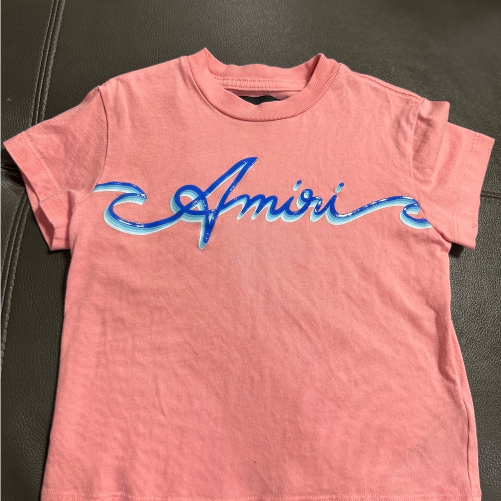 AMIRI Pink and Blue Short Sleeve Tee